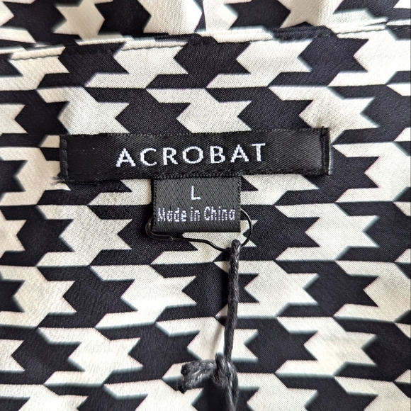 NWT Acrobat Boutique Label Black & White Houndstooth 100% Silk Camisole Top - Picture 2 of 8
